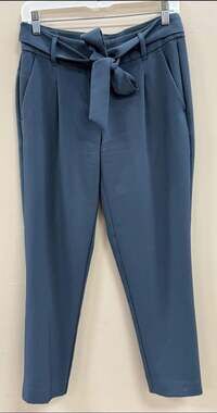 Loft Tie-Waist Tapered High Rise Ankle Dress Pants Blue